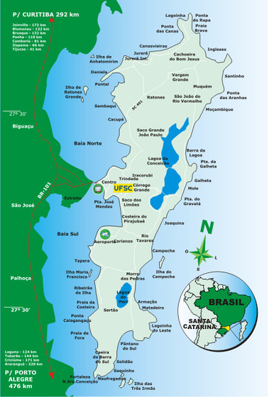 la carte de l'ile de Santa Catarina