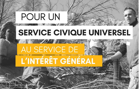 Affiche de la plateforme interassociative sur le service civique.