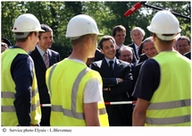 Nicolas Sarkozy au centre de formation de Veolia Environnement / Copyright : L. Blevennec