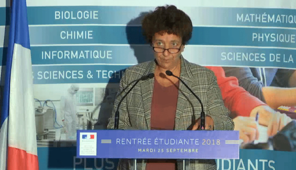 Frédérique Vidal lors de la conférence de presse de rentrée le 25 septembre 2018. © capture vidéo MESR
