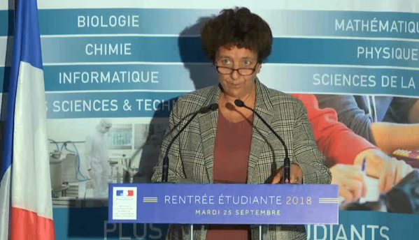 Frédérique Vidal lors de la conférence de presse de rentrée le 25 septembre 2018. © capture vidéo MESR Frédérique Vidal lors de la conférence de presse de rentrée le 25 septembre 2018. © capture vidéo MESR