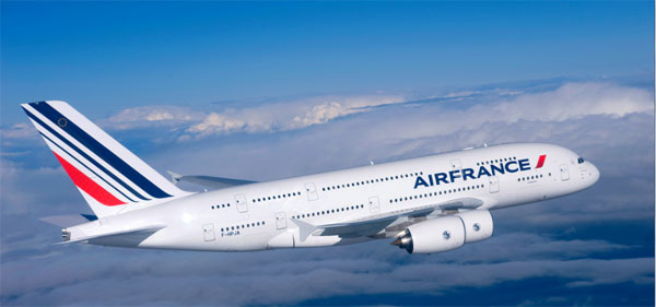 Un Airbus A380 d'Air France, appareil long courrier sur lequel des PCB peuvent embarquer. © Air France