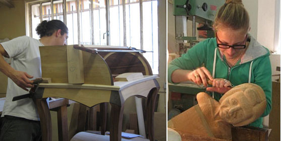Dans le grand atelier de l'Ecole d'ébénisterie d'Avignon, des élèves réalisent leur "chef d'oeuvre". Dans le grand atelier de l'Ecole d'ébénisterie d'Avignon, des élèves réalisent leur "chef d'oeuvre".