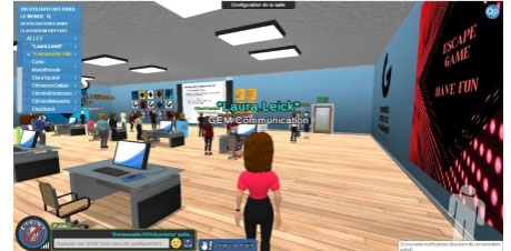 La visite de l'école proposée par GEM à l'étudiant via son avatar. La visite de l'école proposée par GEM à l'étudiant via son avatar.