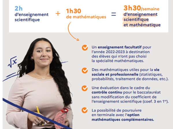 Lycée : une option de 1h30 de maths en plus en 1ère générale