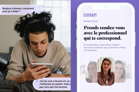 L'application Cuidam met en lien l'étudiant avec des professionnels du soutien psychologique © Cuidam / DR L'application Cuidam met en lien l'étudiant avec des professionnels du soutien psychologique © Cuidam / DR