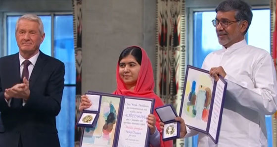 Malala reçoit le Prix Nobel de la Paix à Oslo Malala reçoit le Prix Nobel de la Paix à Oslo