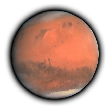 La planète Mars entourée de son atmosphère magnifique.