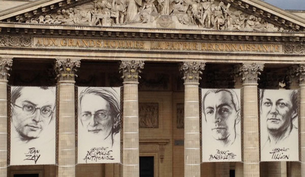 Les portraits affichés devant le panthéon le 27 mai 2015, lors de l'accueil des restes des 4 résistants. Les portraits affichés devant le panthéon le 27 mai 2015, lors de l'accueil des restes des 4 résistants.