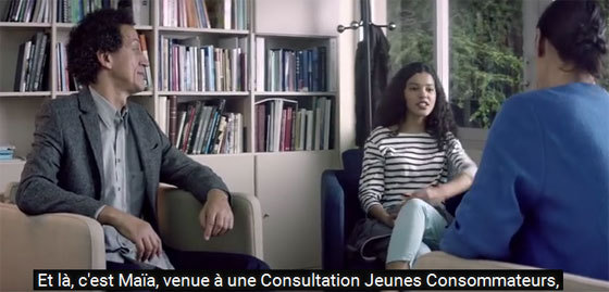 Image extraite d'un spot télé de la campagne sur les consultations jeunes consommateurs. Image extraite d'un spot télé de la campagne sur les consultations jeunes consommateurs.