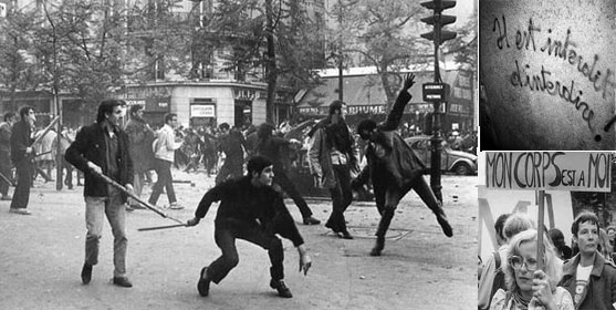 Manifestations étudiantes au Quartier Latin à Paris début mai 68 et slogans. © Wikipédia