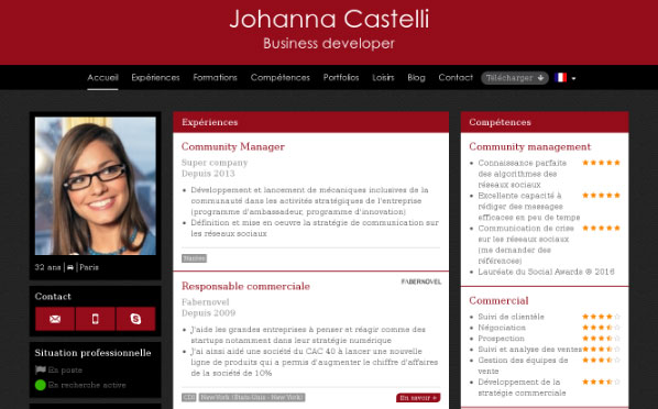 Un CV créé sur Doyoubuzz Un CV créé sur Doyoubuzz