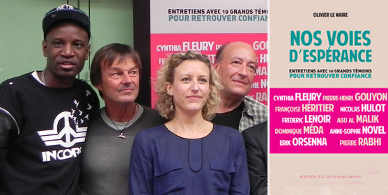 De g. à dr. : Abd Al Malik, Nicolas Hulot, Anne-Sophie Novel, Pierre-Henri Gouyon. Photos : Julie Mazaud De g. à dr. : Abd Al Malik, Nicolas Hulot, Anne-Sophie Novel, Pierre-Henri Gouyon. Photos : Julie Mazaud